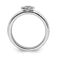 Sterling Silver Stackable Expressions Rhodium Diamond Clover Ring | QSK1971 ,