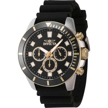 Invicta Men's Watch - Pro Diver Quartz Chronograph Black Dial Silicone Strap | 46081 ,