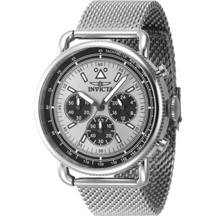 Invicta Men's Chronograph Watch - Speedway Silver Tone Dial Mesh Bracelet | 47357 ,