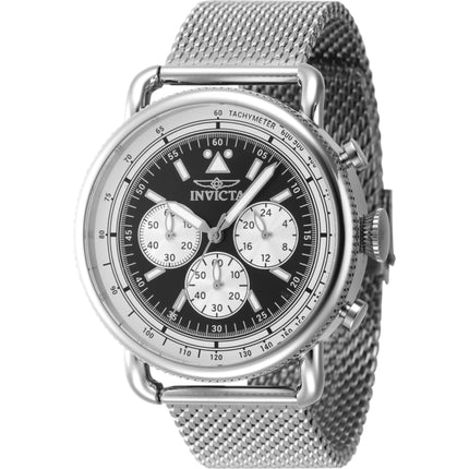 Invicta Men's Chronograph Watch - Speedway Black Dial Silver Mesh Bracelet | 47358 ,