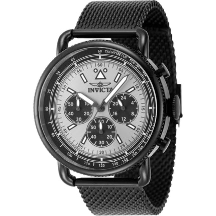 Invicta Men's Watch - Speedway Chrono Silver Tone Dial Black Mesh Bracelet | 47362 ,