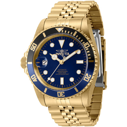 Invicta Men's Left Handed Watch - Pro Diver Blue, Black Bezel Yellow Gold Case | 43984 ,