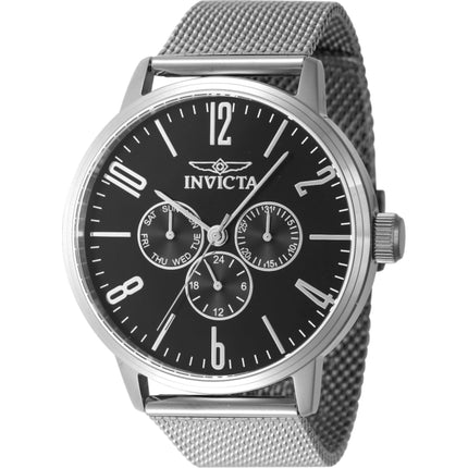 Invicta Men's Watch - Specialty Quartz Black Dial Silver Steel Mesh Bracelet | 47597 ,
