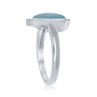 Sterling Silver Heart-Shaped Larimar Ring, Size 9 ,