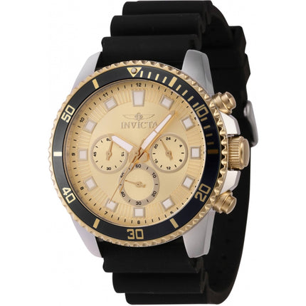Invicta Men's Watch - Pro Diver Chronograph Gold Tone Dial Black Strap | 46128 ,