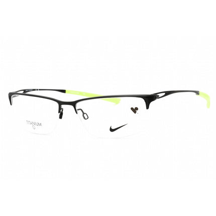 Nike Men's Eyeglasses - Satin Black/Volt Rectangular Half Rim Frame | NIKE 6064 007 ,