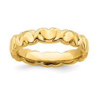 Sterling Silver Stackable Expressions Gold-plated Hearts Ring | QSK282 ,