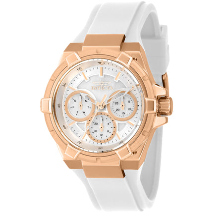 Invicta Women's Watch - Aviator Chrono White MOP, Silver Dial Silicone Strap | 37301 ,