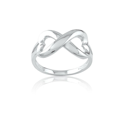 Sterling Silver Heart Infinity Ring - W-9703 ,