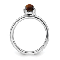 Sterling Silver Stackable Expressions Tigers Eye Rhodium-plated Ring | QSK739 ,