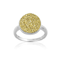 Sterling Silver Gold Round Druzy Ring - W-9747 ,