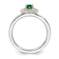 Sterling Silver & 14k Stackable Expressions Created Emerald Ring | QSK918 ,