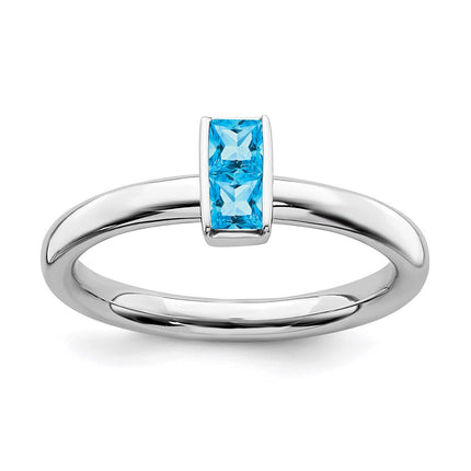 Sterling Silver Stackable Expressions Blue Topaz Ring | QSK2123 ,