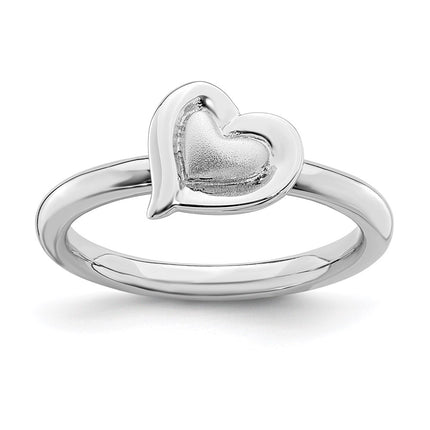 Sterling Silver Stackable Expressions Rhodium Heart Ring | QSK1623 ,