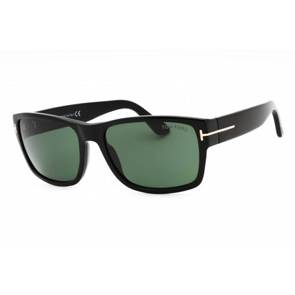 Tom Ford Men's Sunglasses - Shiny Black Rectangular Frame Green Lens | FT0445 01N ,