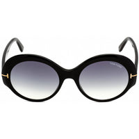 Tom Ford Unisex Sunglasses - Shiny Black Plastic Oval Full Rim Frame | FT0873 01B ,
