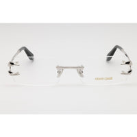 Roberto Cavalli Unisex Eyeglasses - Palladium Metal Rectangular Rimless | VRC023 0579 ,