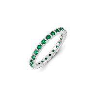 Sterling Silver Stackable Expressions Created Emerald Ring | QSK1190 ,