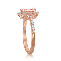 Sterling Silver Rose GP Oval Morganite CZ Ring - W-2078 ,