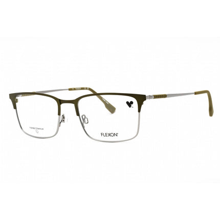 Flexon Men's Eyeglasses - Matte Moss/Silver Metal Rectangular Frame | FLEXON E1132 310 ,