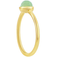 Classic Unisex Gold Plated 5mm Round Jade Ring - W-2842 ,