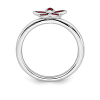 Sterling Silver Stackable Expressions Garnet Flower Ring | QSK487 ,