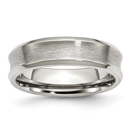 Stainless Steel Concave Beveled Edge 6mm Brushed/Polished Band | SR89 ,