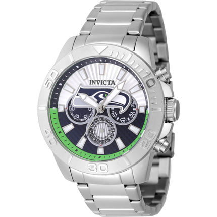 Invicta Men's Watch - NFL Seattle Seahawks Quartz Chrono Silver Tone Bracelet | 47953 ,