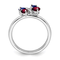 Sterling Silver Stackable Expressions Cr Ruby & Cr Sapphire Butterfly Ring | QSK727 ,