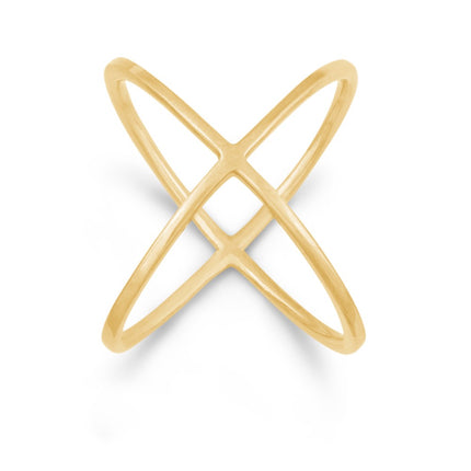 Sterling Silver GP Criss Cross X Style Ring - W-9994 ,