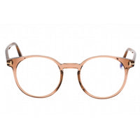 Tom Ford Unisex Eyeglasses - Shiny Light Brown/Clear Round Frame | FT5796-K-B 045 ,
