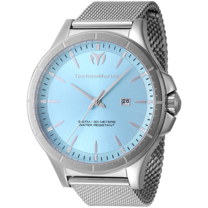 Technomarine Men's Watch - MoonSun Quartz Light Blue Dial Mesh Bracelet | TM-822005 ,