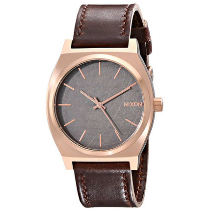 Nixon A0452001 Men's The Time Teller Gunmetal Dial Brown Leather Strap Watch ,