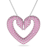 Swarovski Women's Pendant Necklace - Una Pink Crystal Rhodium Plated Large | 5631931 ,
