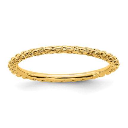 Sterling Silver Stackable Expressions Gold-plated Criss-cross Ring | QSK186 ,