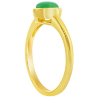 Classic Women's Ring - YG Plated Sterling Silver 8mm Round Jade | W-2858 ,