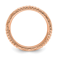 Sterling Silver Stackable Expressions Rose Gold-plated Patterned Ring | QSK1563 ,