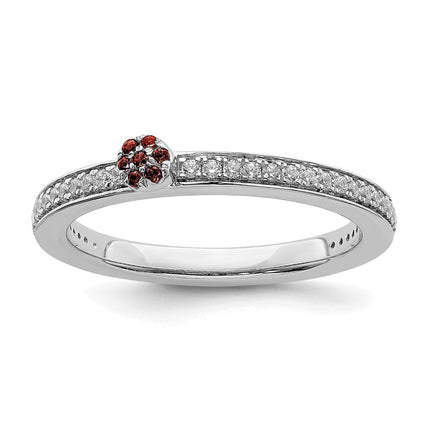 14k White Gold Stackable Expressions Garnet and Diamond Ring | SK2076 ,