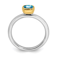 Sterling Silver Stackable Expressions w/Gold-plated Blue Topaz Ring | QSK1886 ,