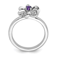 Sterling Silver Stackable Expressions Polished Amethyst Flower Ring | QSK113 ,