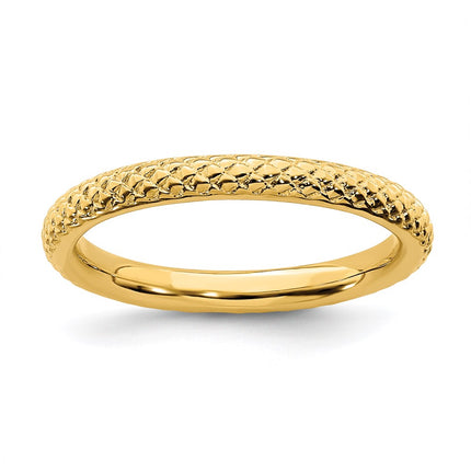 Sterling Silver Stackable Expressions Gold-plated Cable Ring | QSK202 ,