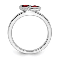 Sterling Silver Stackable Expressions Garnet Double Heart Ring | QSK398 ,