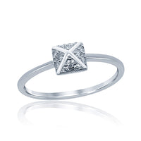 Sterling Silver Square CZ Pyramid Style Ring - W-9799 ,
