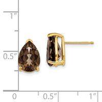 14k 10x7 Pear Smoky Quartz Earrings ,
