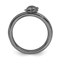 Sterling Silver Stackable Expressions Black-plated Turtle Ring | QSK1955 ,