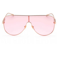 Gucci Women's Sunglasses - Gold Shield Full Rim Metal Frame Pink Lens | GG1436S 004 ,