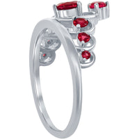 Classic Women's Silver Ruby CZ Crown Design Ring - W-2728 ,
