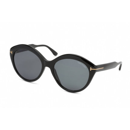 Tom Ford Women's Sunglasses - Shiny Black Plastic Oval Frame Smoke Lens | FT0763 01A ,