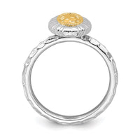 Sterling Silver Stackable Expressions Gold-plated Oval Ring | QSK1607 ,