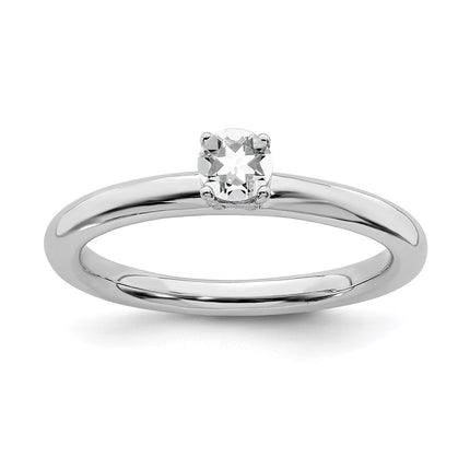 Sterling Silver Stackable Expressions Rhodium White Topaz Ring | QSK1902 ,